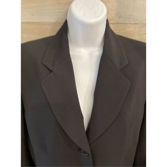 Liz Claiborne 8 wool blend black pantsuit long￼ blazer/pants - Picture 4 of 12